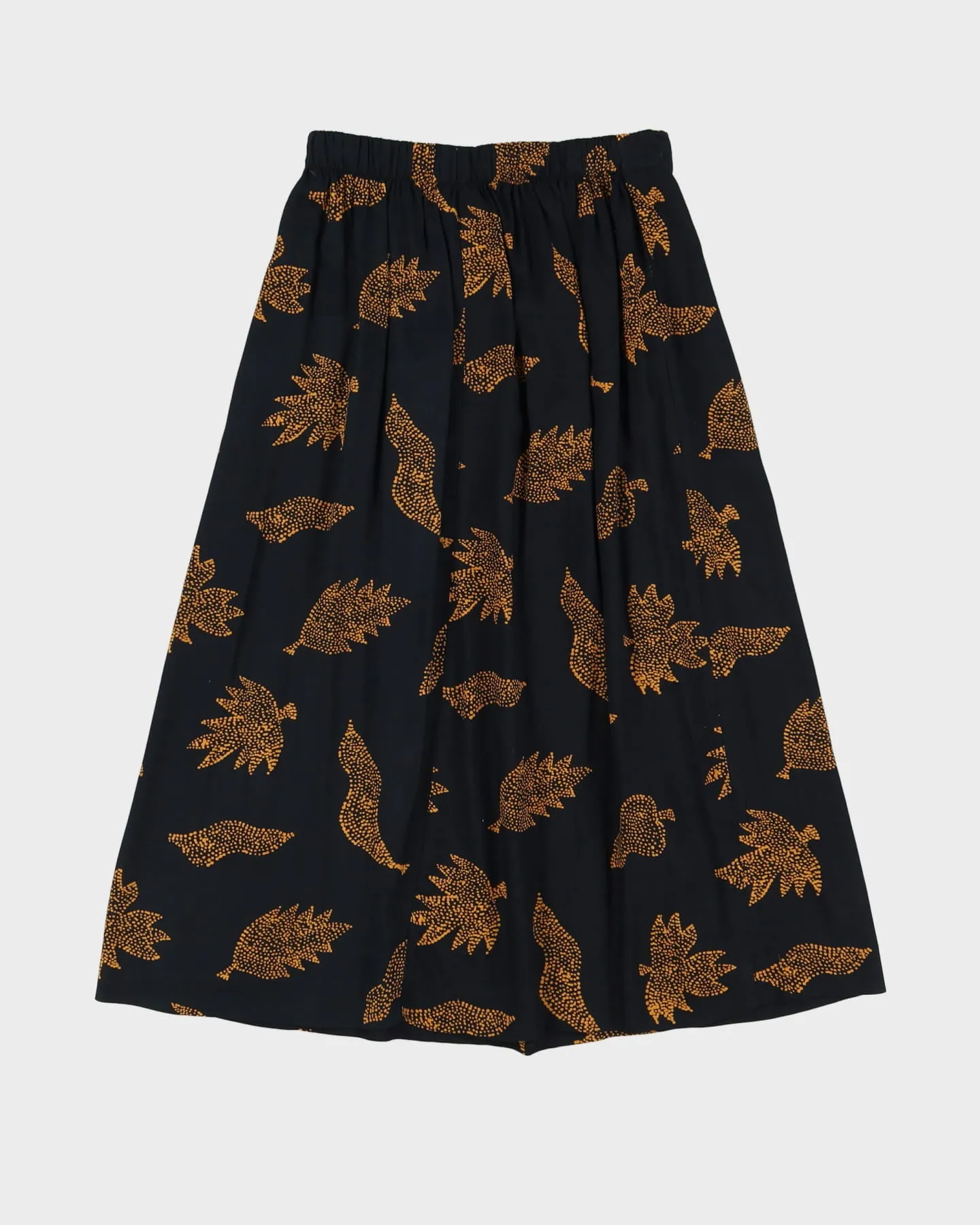 00s Black Patterned Pleated Skirt - S