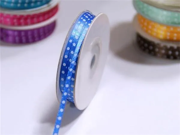 100 Yards 1/8" DIY Royal Blue Satin Polka Dot Ribbon Wedding Party Dress Favor Gift Craft