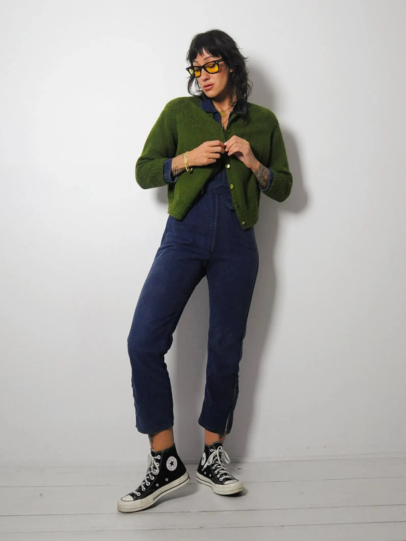 1960's Olive Cropped Cardigan