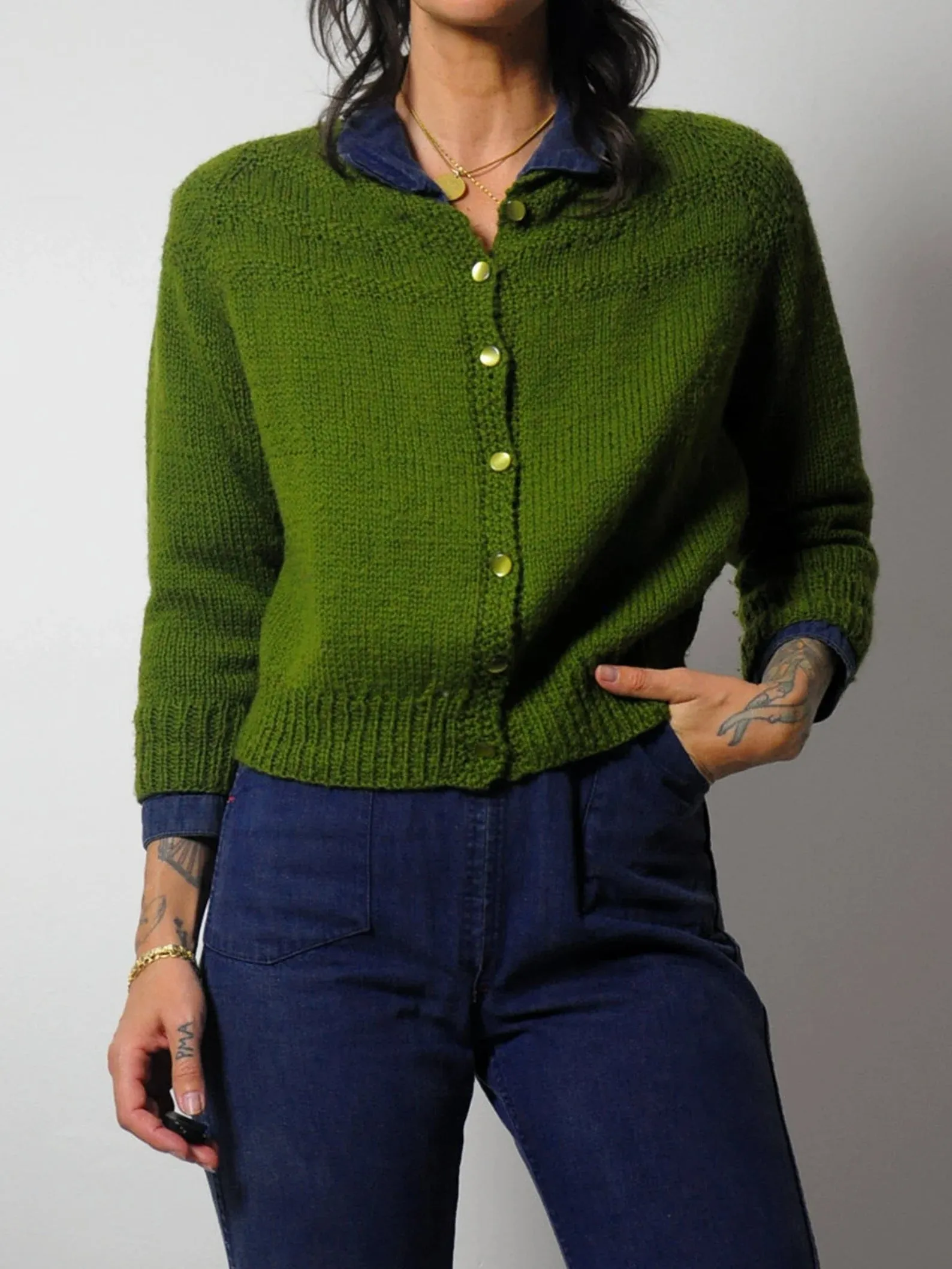 1960's Olive Cropped Cardigan