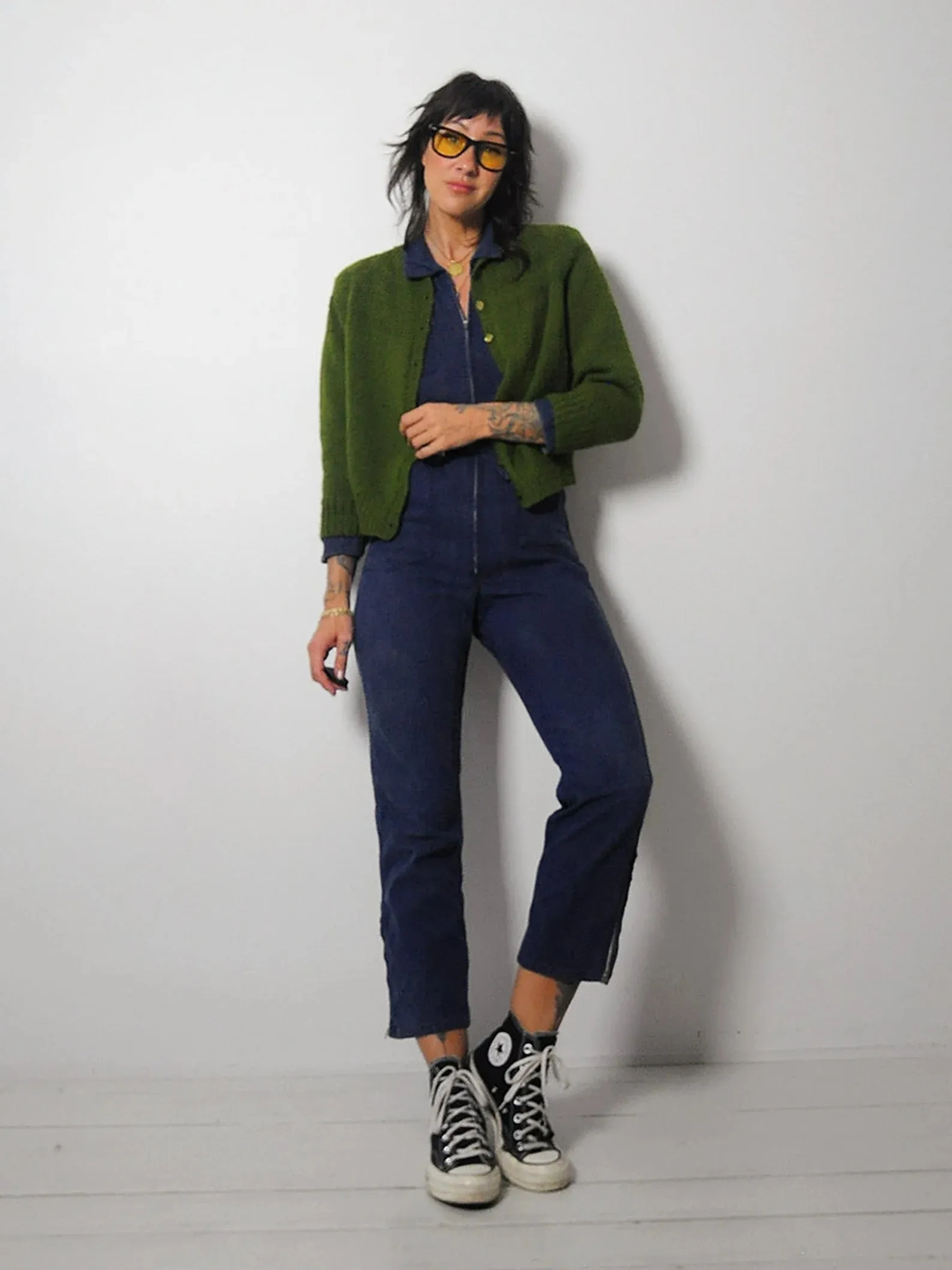 1960's Olive Cropped Cardigan