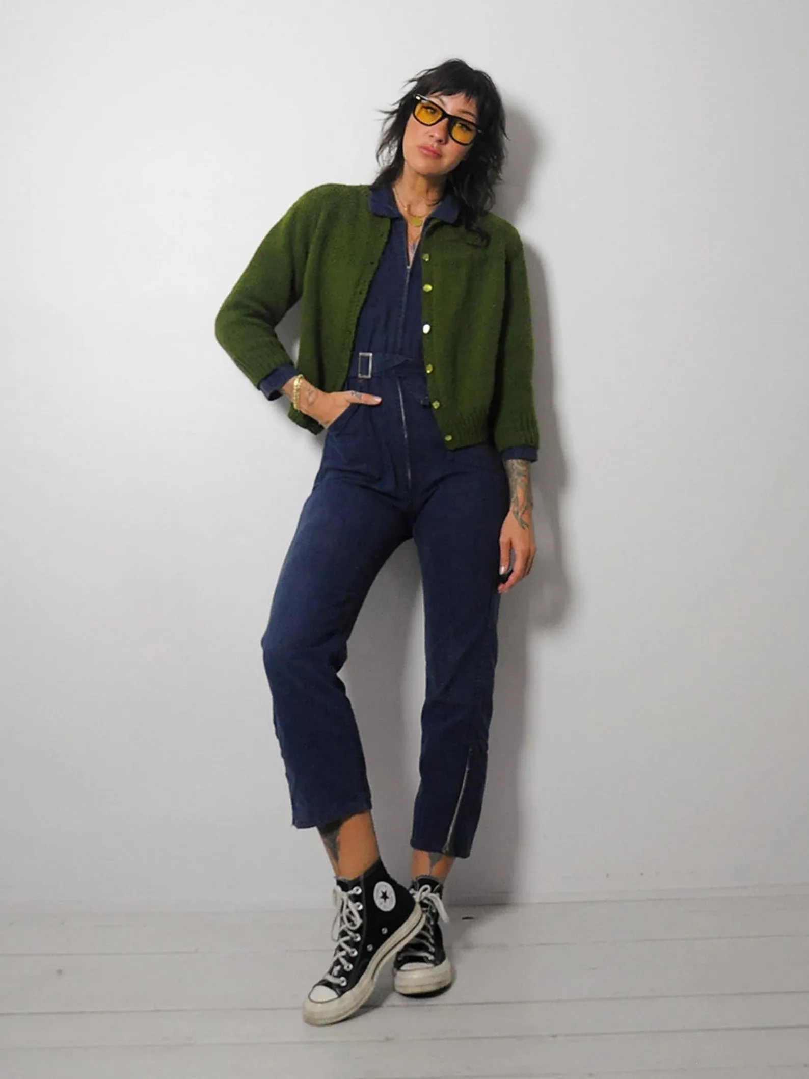 1960's Olive Cropped Cardigan