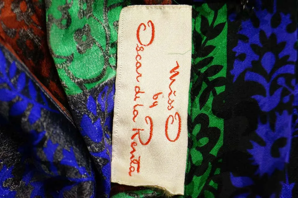 1970s Oscar de la Renta Silk Maxi Skirt in Blue, Green, Red Floral