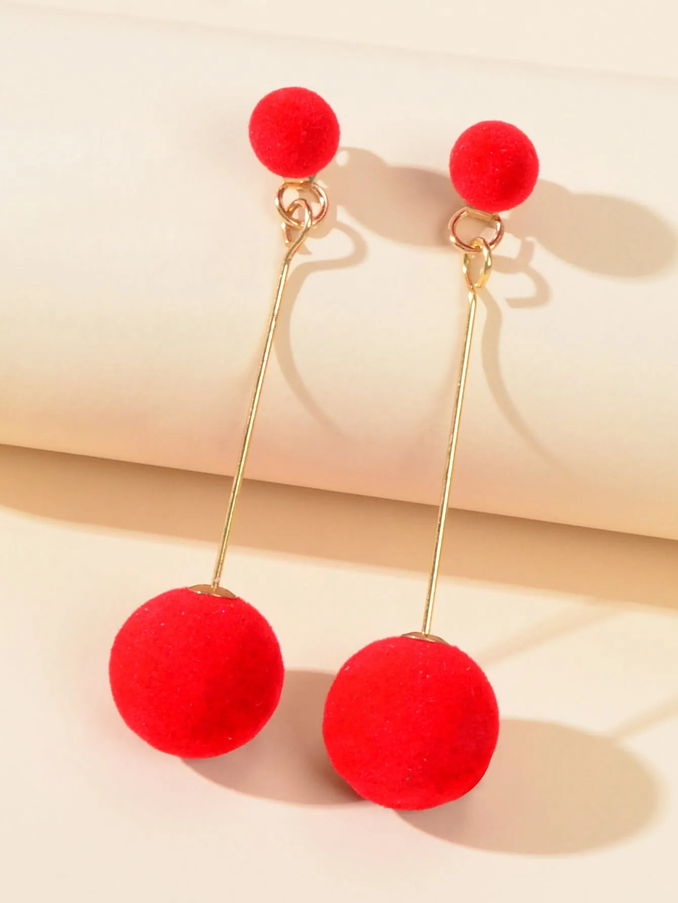 1pair Round Ball Decor Earring Jackets