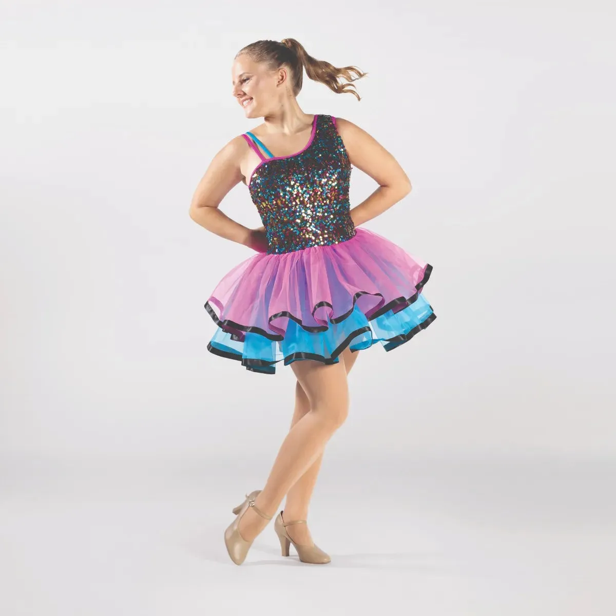 1st Position One-Shoulder Sequin Bodice and Layered Tutu