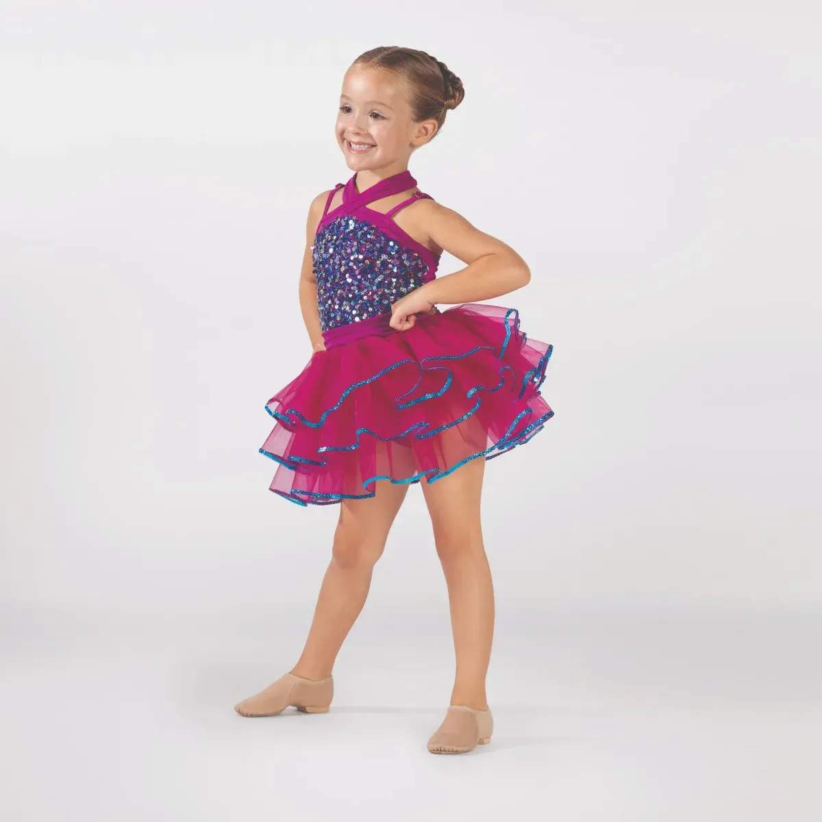 1st Position Sequin Bodice Tutu with Cross Over Halterneck