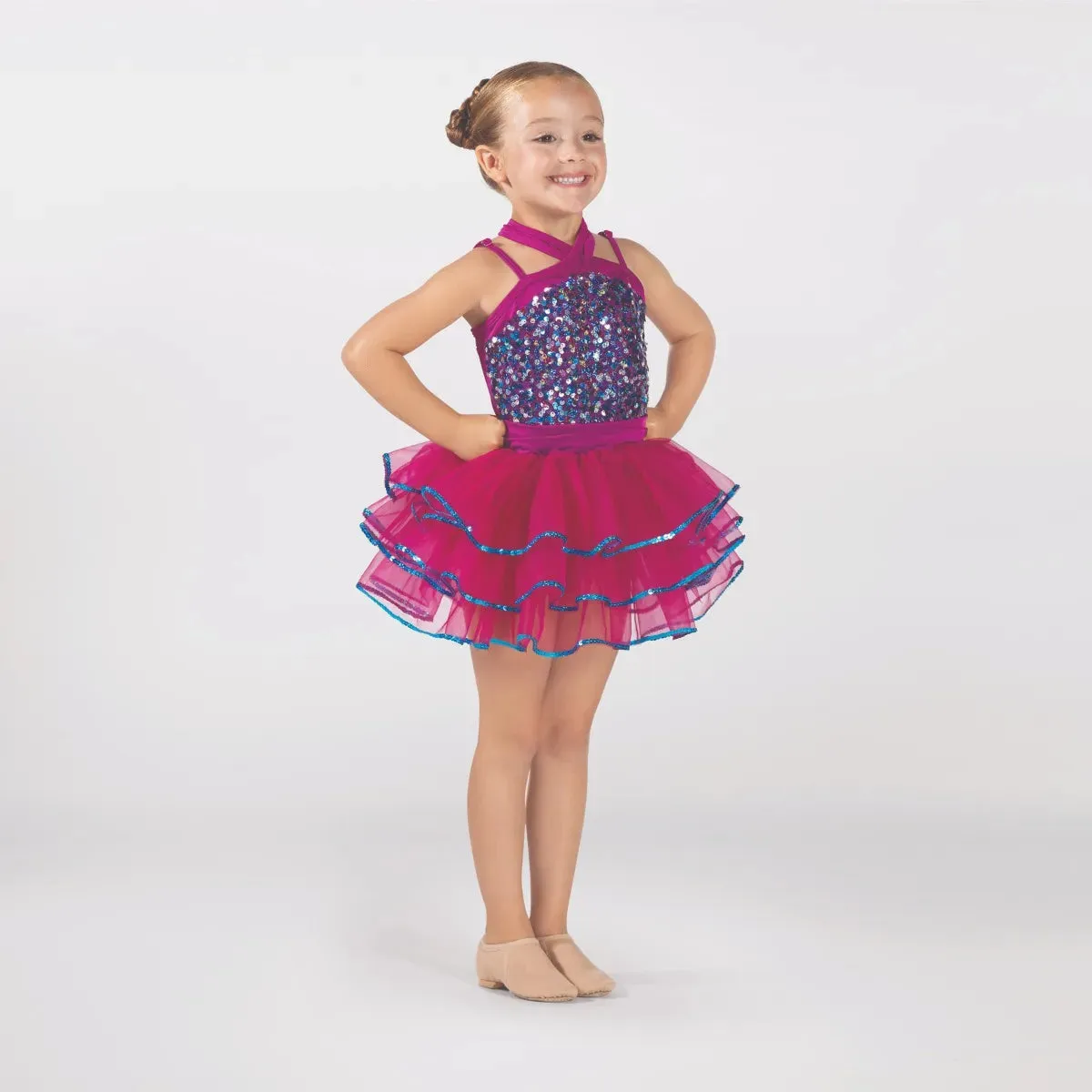 1st Position Sequin Bodice Tutu with Cross Over Halterneck