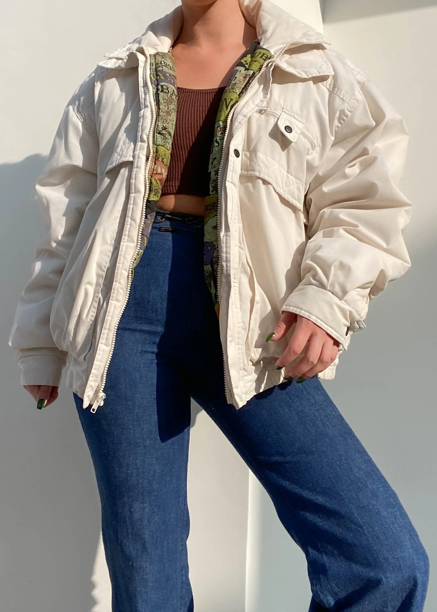 80's Cream Puffer Jacket (L)