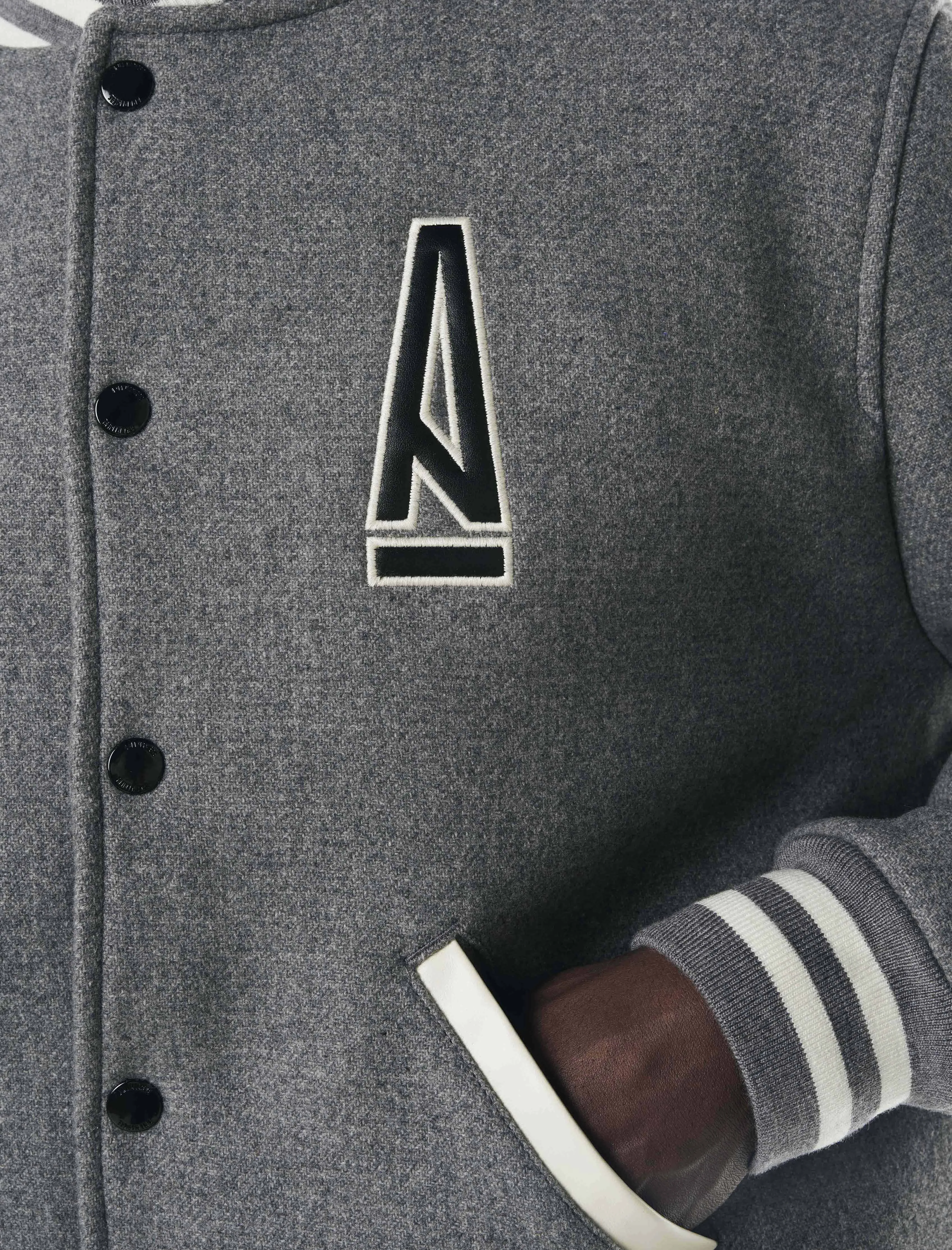 A MA MANIÉRE LEGACY GREY VARSITY JACKET