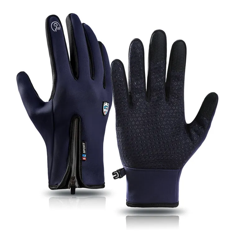 A045 Cycling Gloves Touch Screen Windproof Waterproof Sport Keep Warm Gloves, Size: M(Navy)