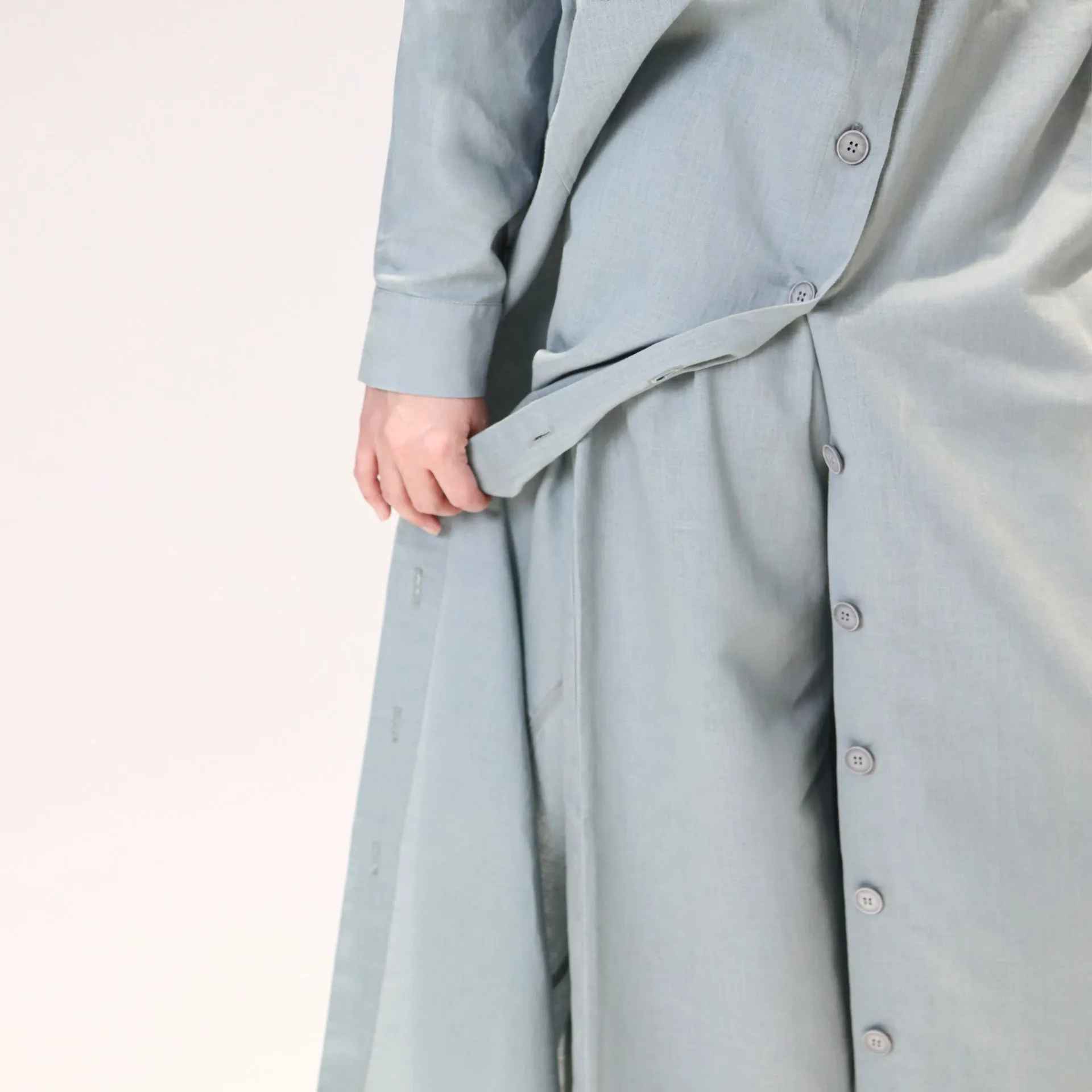 Abaya dress style maxi dress for women with wide trousers "Blue Linen"