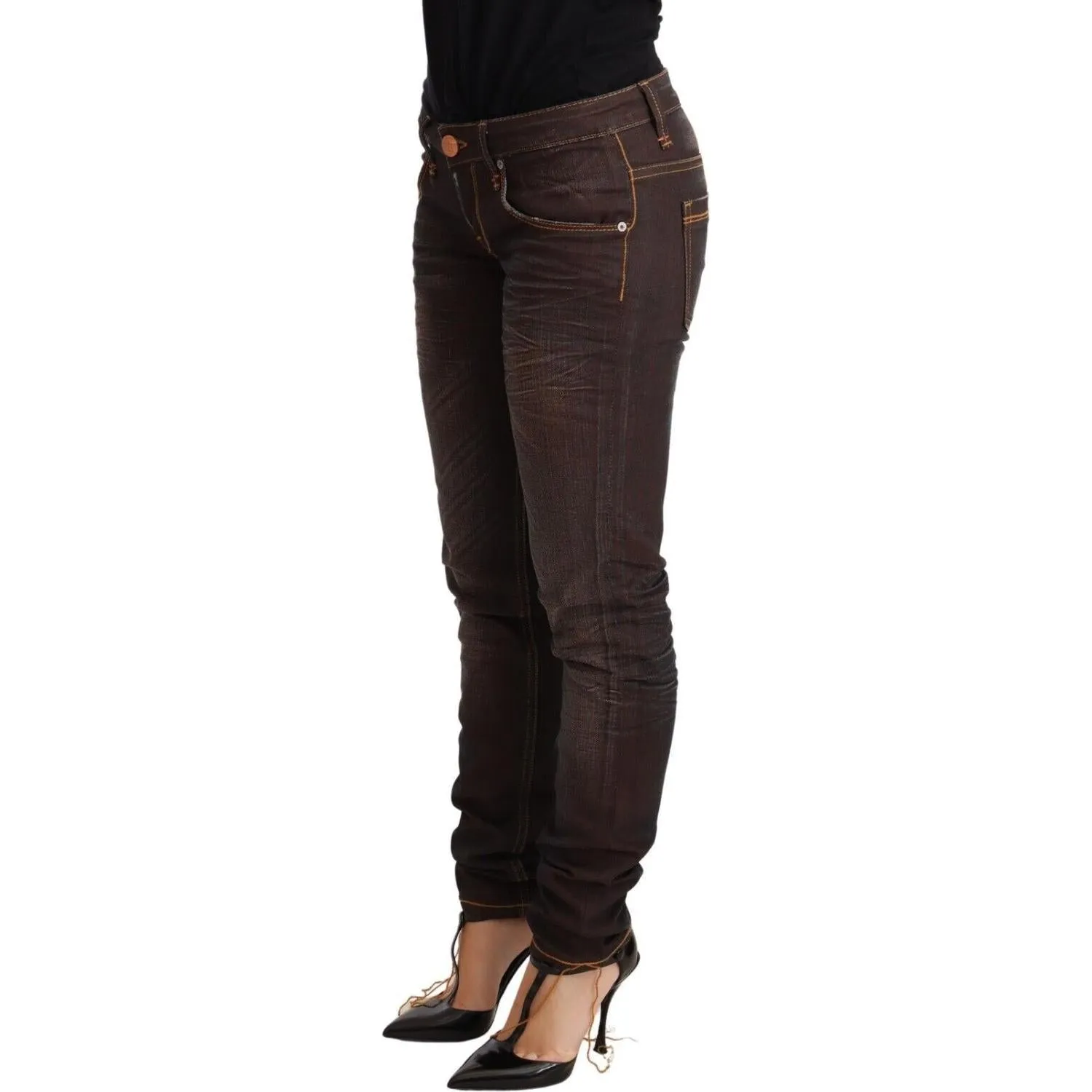 Acht Chic Low Waist Skinny Brown Jeans