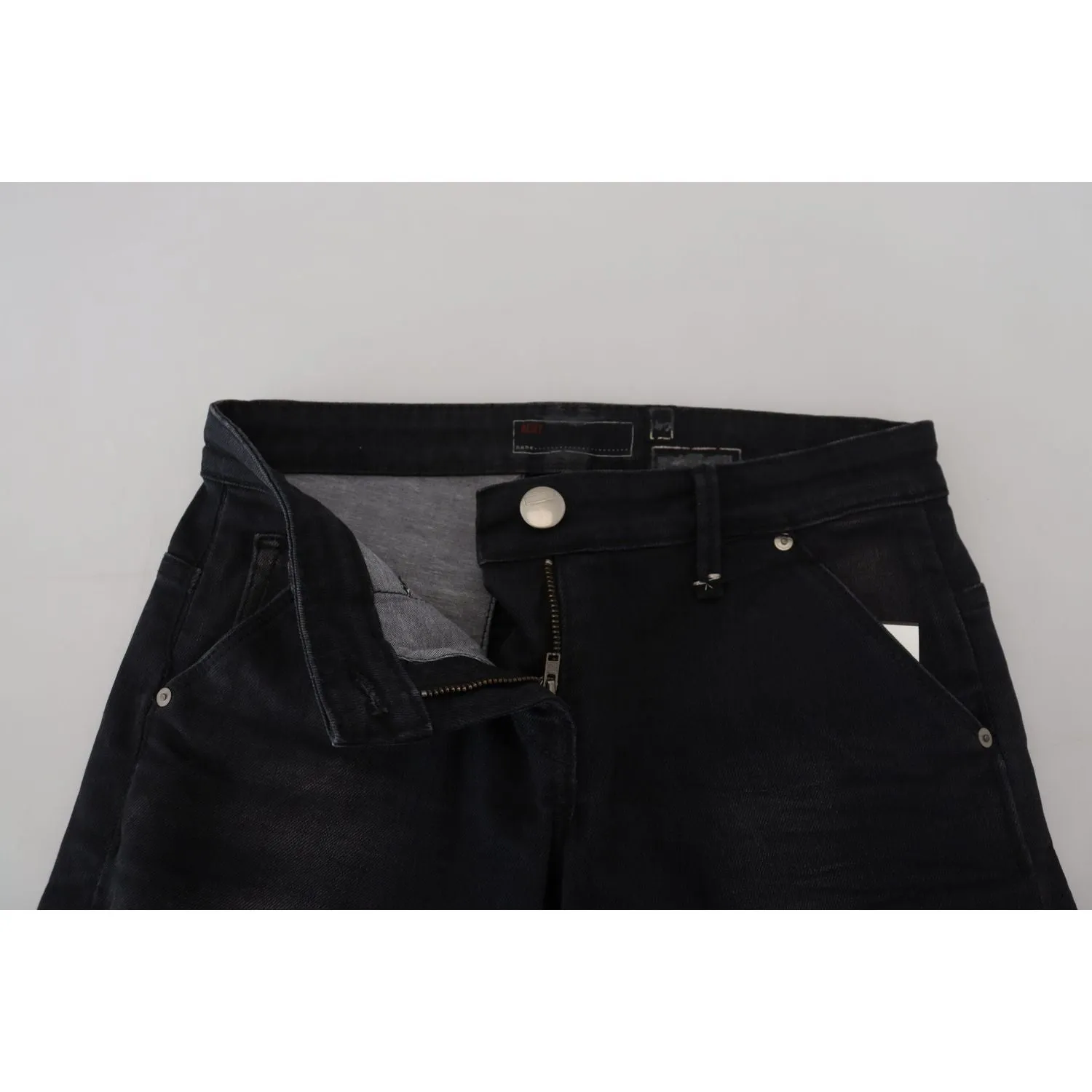 Acht Sleek Black Washed Low Waist Skinny Jeans