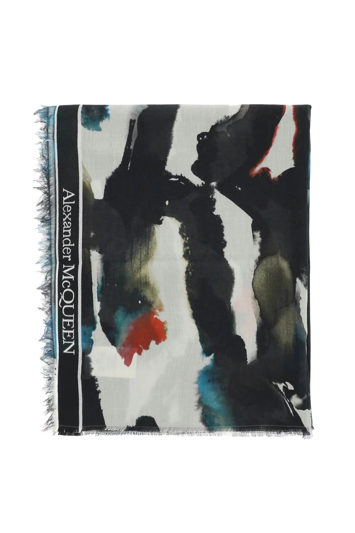 Alexander mcqueen 'watercolor graffiti' scarf