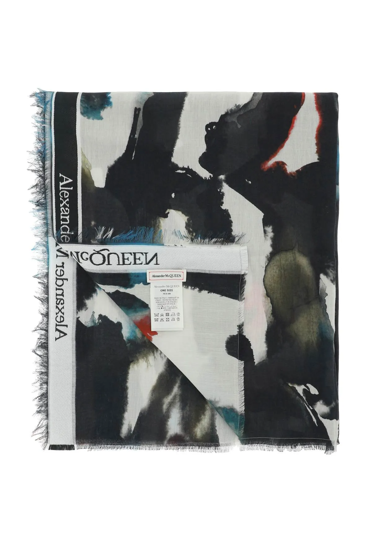 Alexander mcqueen 'watercolor graffiti' scarf