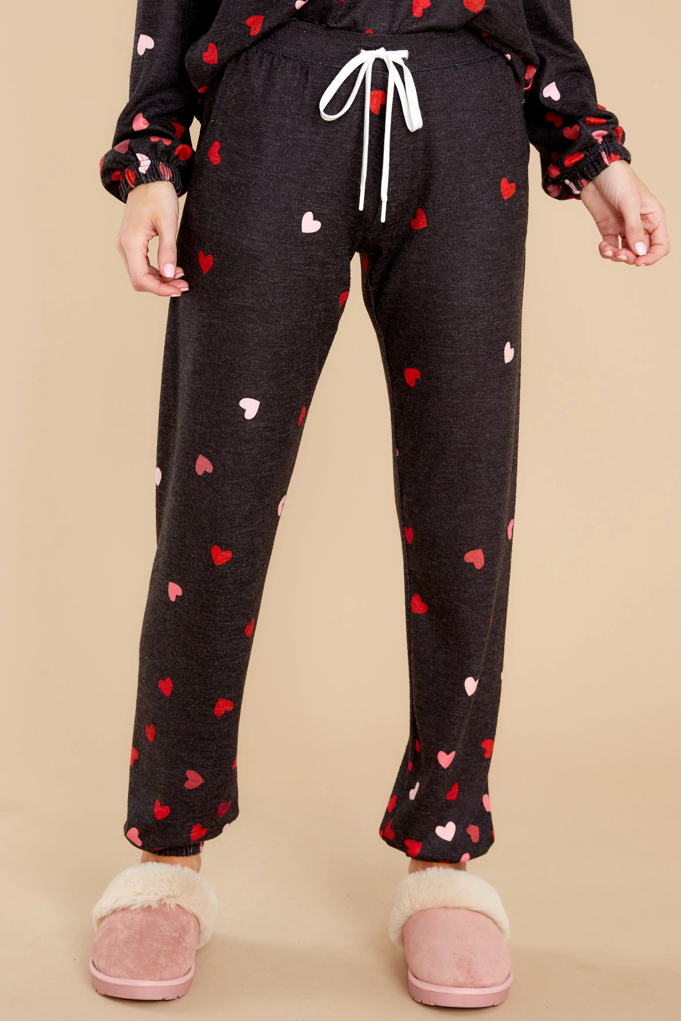 All My Heart Dark Grey Heart Print Joggers