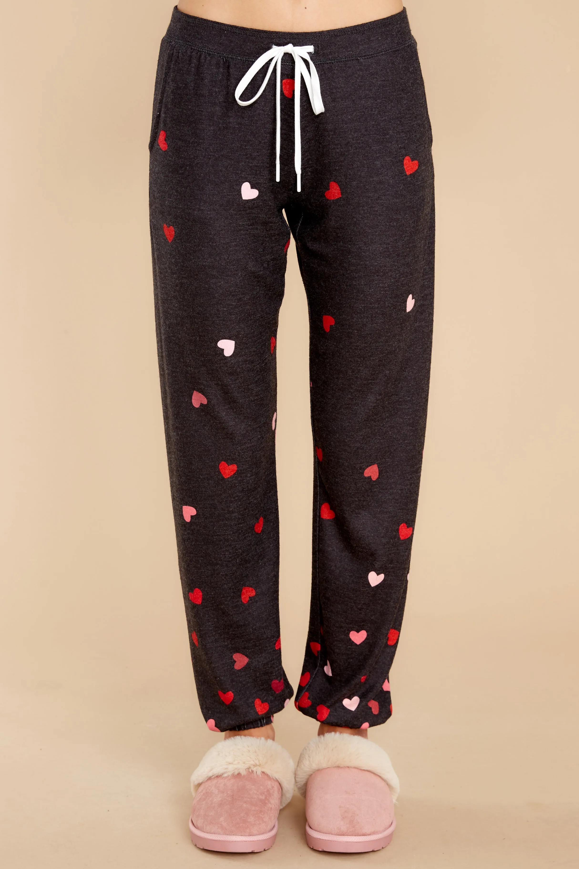 All My Heart Dark Grey Heart Print Joggers