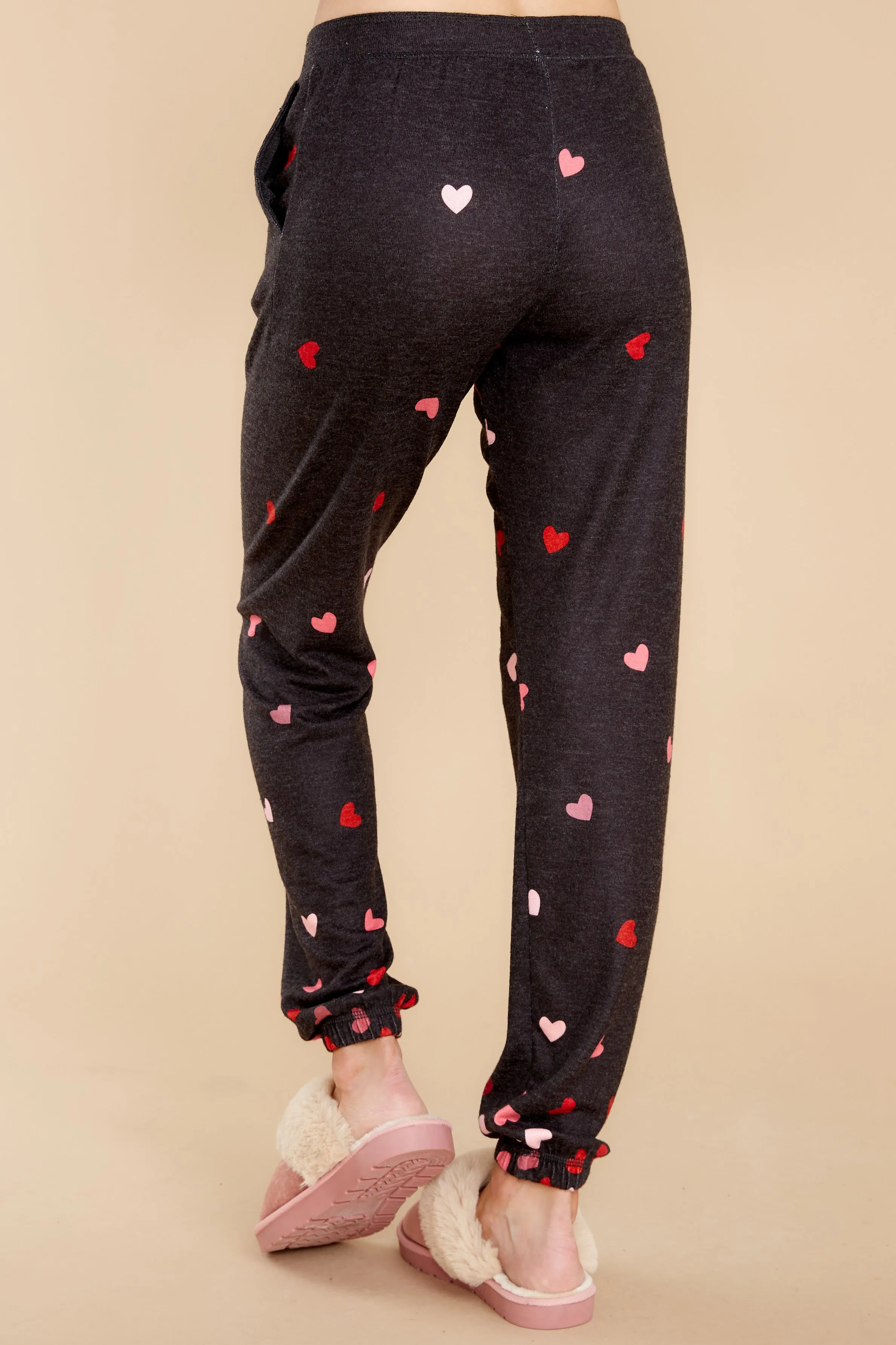 All My Heart Dark Grey Heart Print Joggers