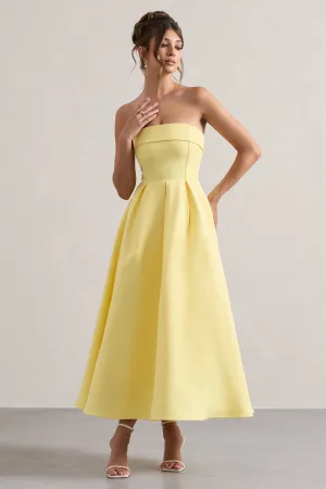 Annalise | Lemon Bandeau Skater Midi Dress