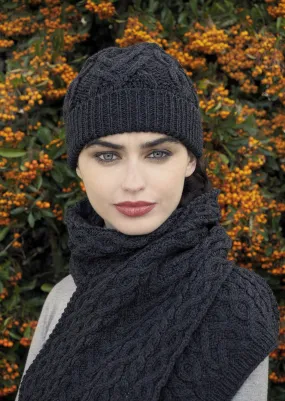 Aran Crafts Merino Heart Scarf | Charcoal