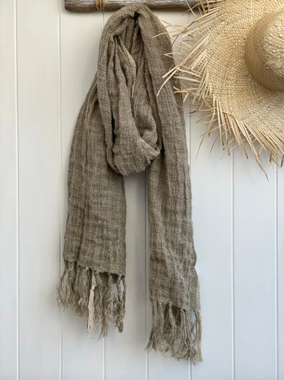 Audrey Heavy Mesh Scarf with Fringe