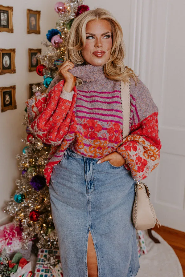 Autumn Brunch Knit Sweater in Heirloom Lilac Curves