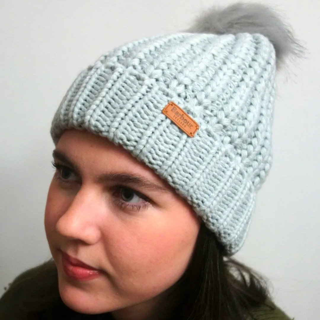 Barbour Beanie - Saltburn Pom Pom Bobble Beanie - Grey - LHA0336GY11