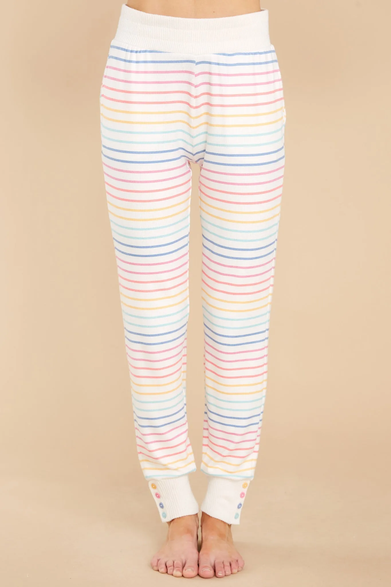 Beautiful Dreamer Ivory Multi Stripe Joggers