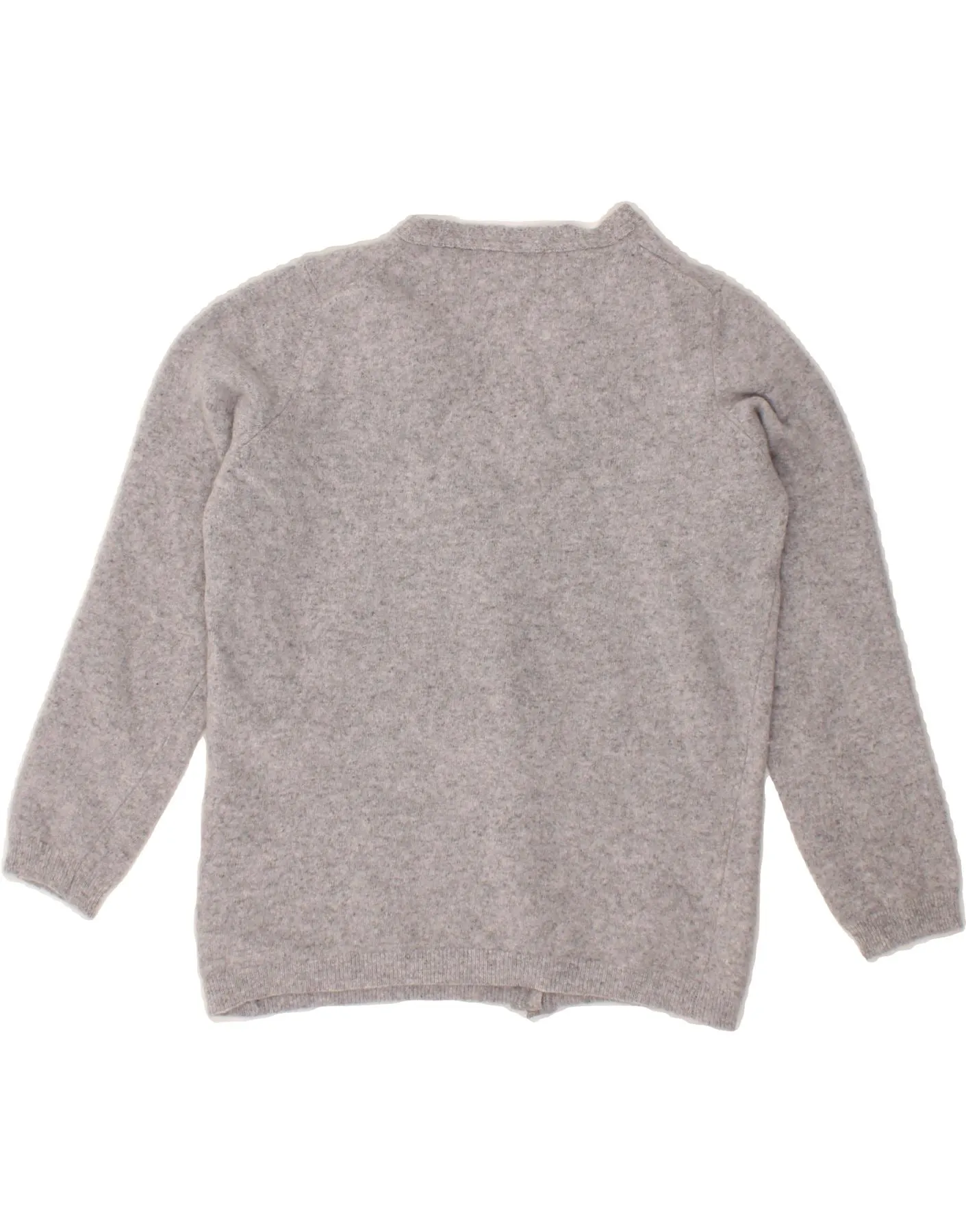 BENETTON Womens Crop Cardigan Sweater UK 14 Large Grey Wool