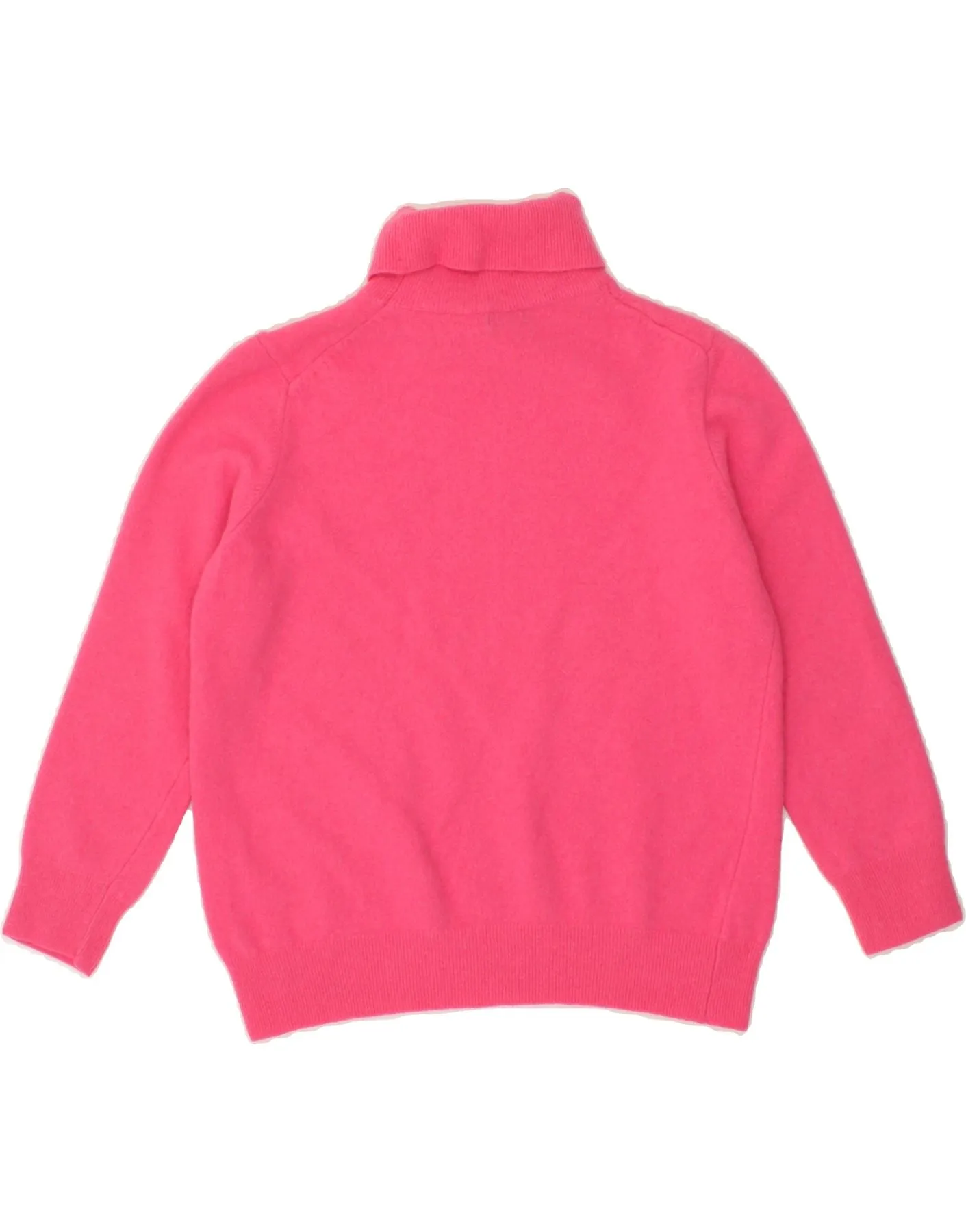 BENETTON Womens Crop Roll Neck Jumper Sweater UK 14 Large Pink Wool