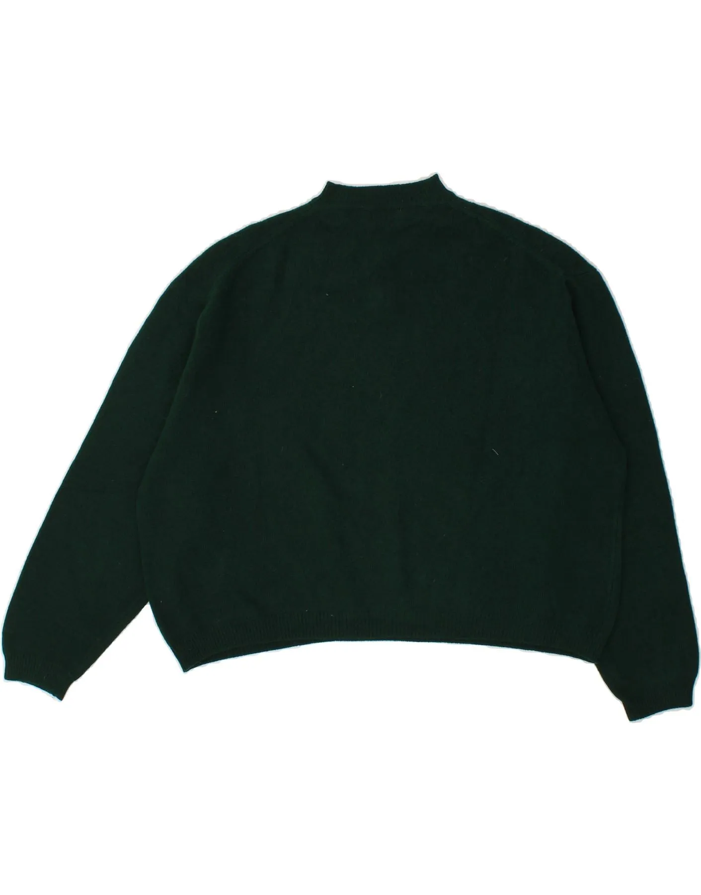 BENETTON Womens Graphic Crop Button Neck Jumper Sweater IT 46 Large Green