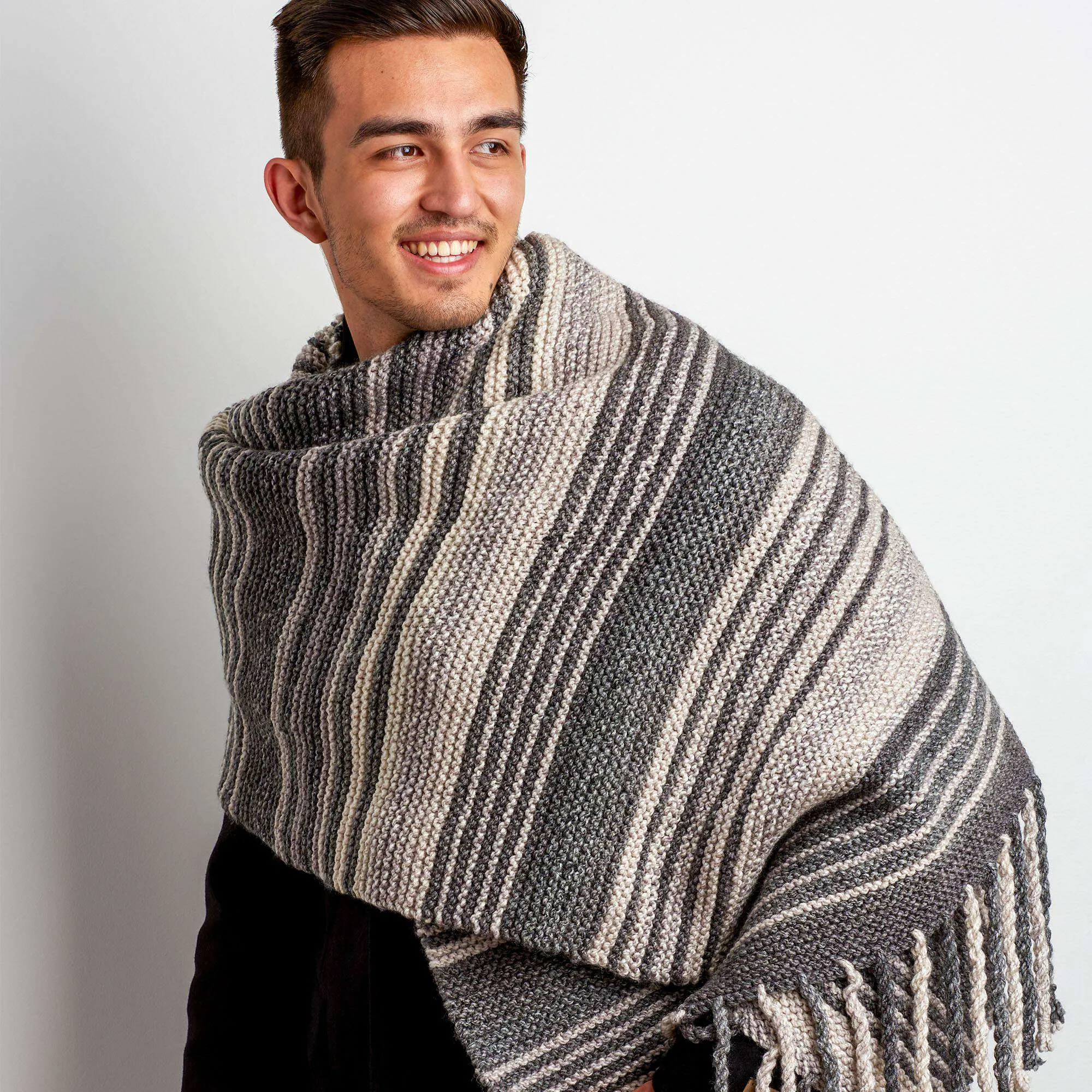 Bernat Pearl Stripes Knit Scarf