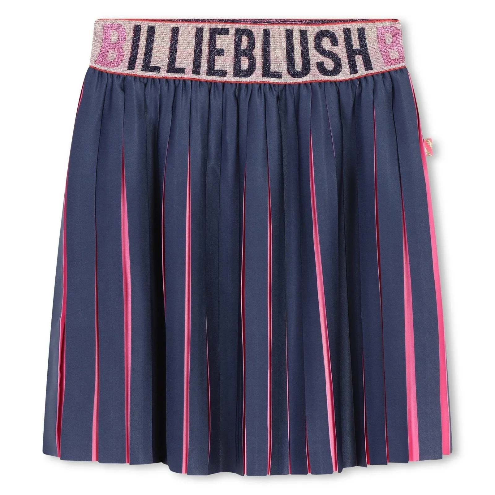 Billieblush Navy and Neon Pink Pleated Skirt