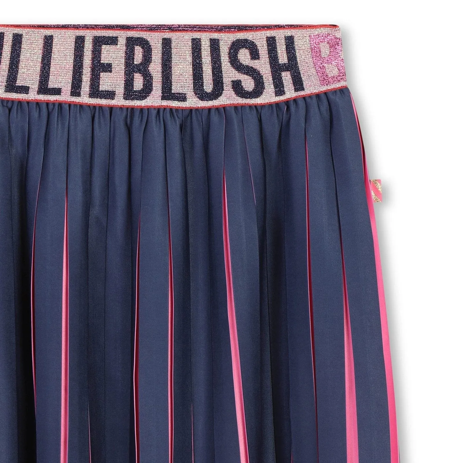 Billieblush Navy and Neon Pink Pleated Skirt