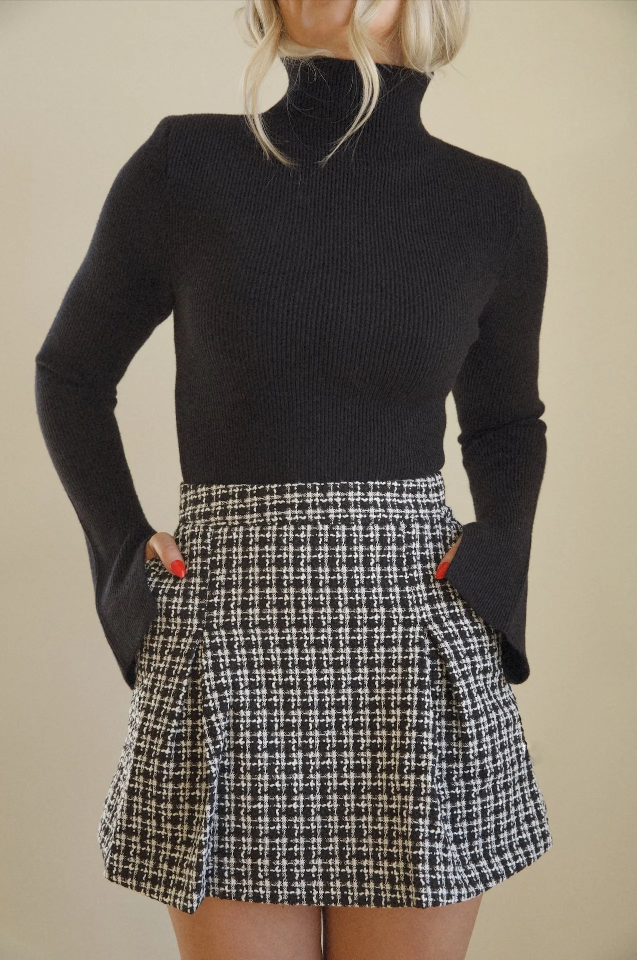 Black and White Tweed Mini Skirt