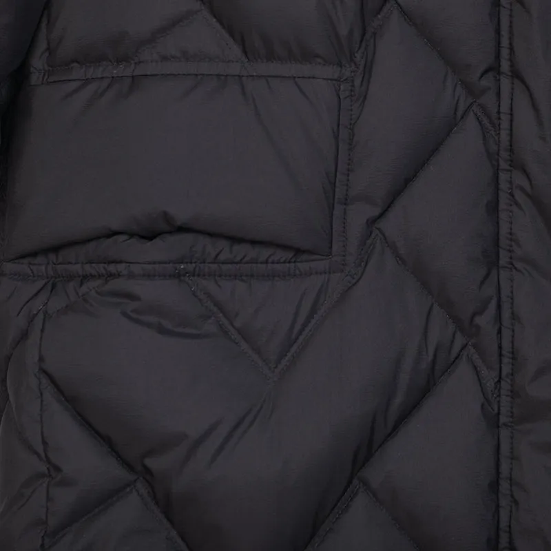 Black Long Gathered Hoodie Puffer Down Jacket