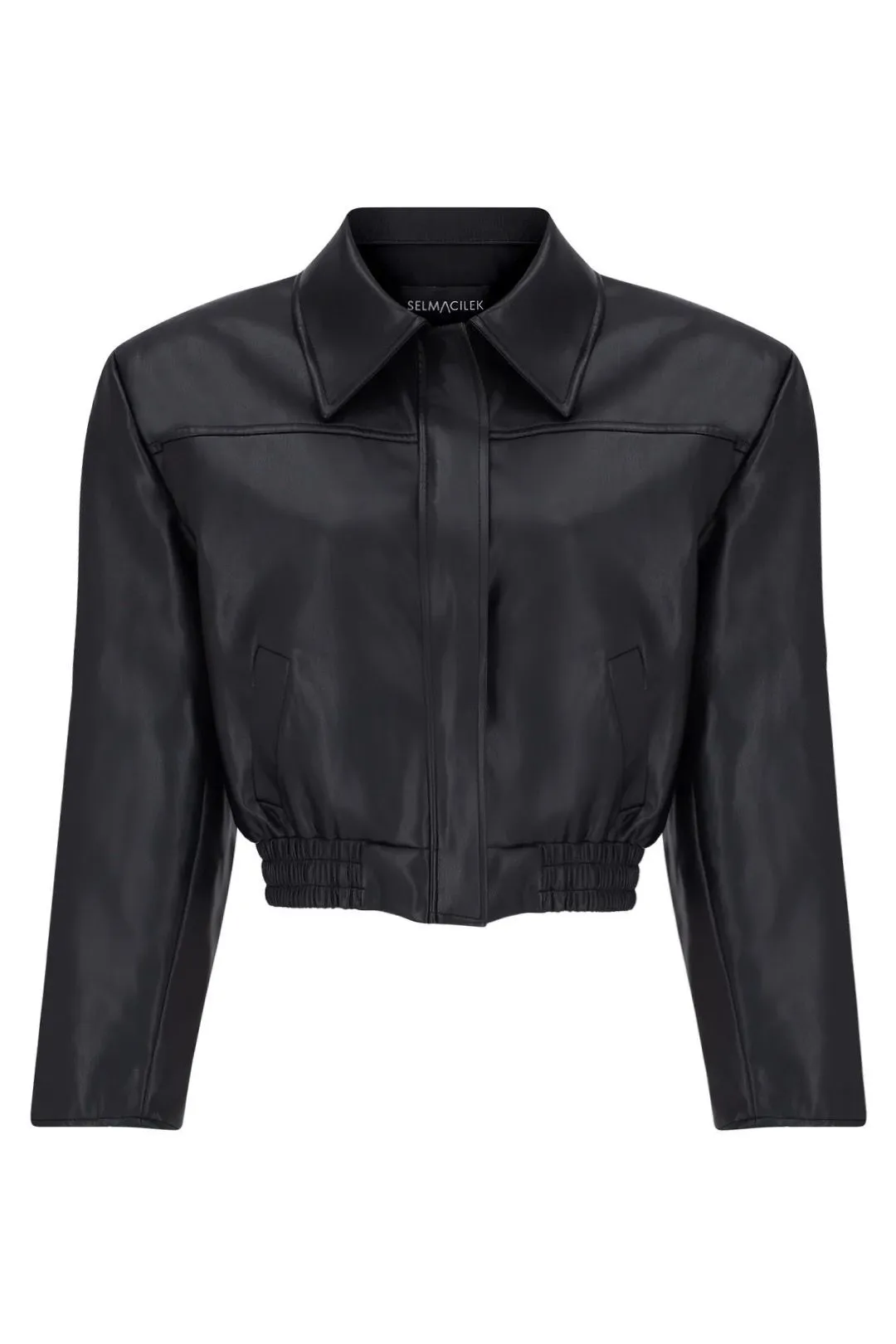 BLACK VEGAN LEATHER BOMBER JACKET