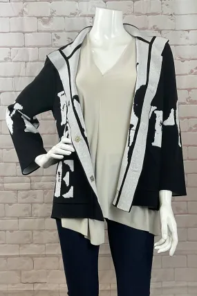 BLACK WHITE LOVE CARDIGAN