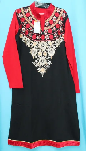 Blouse 5530 Black & Red Shirt Kurti Winter Wear Large Size