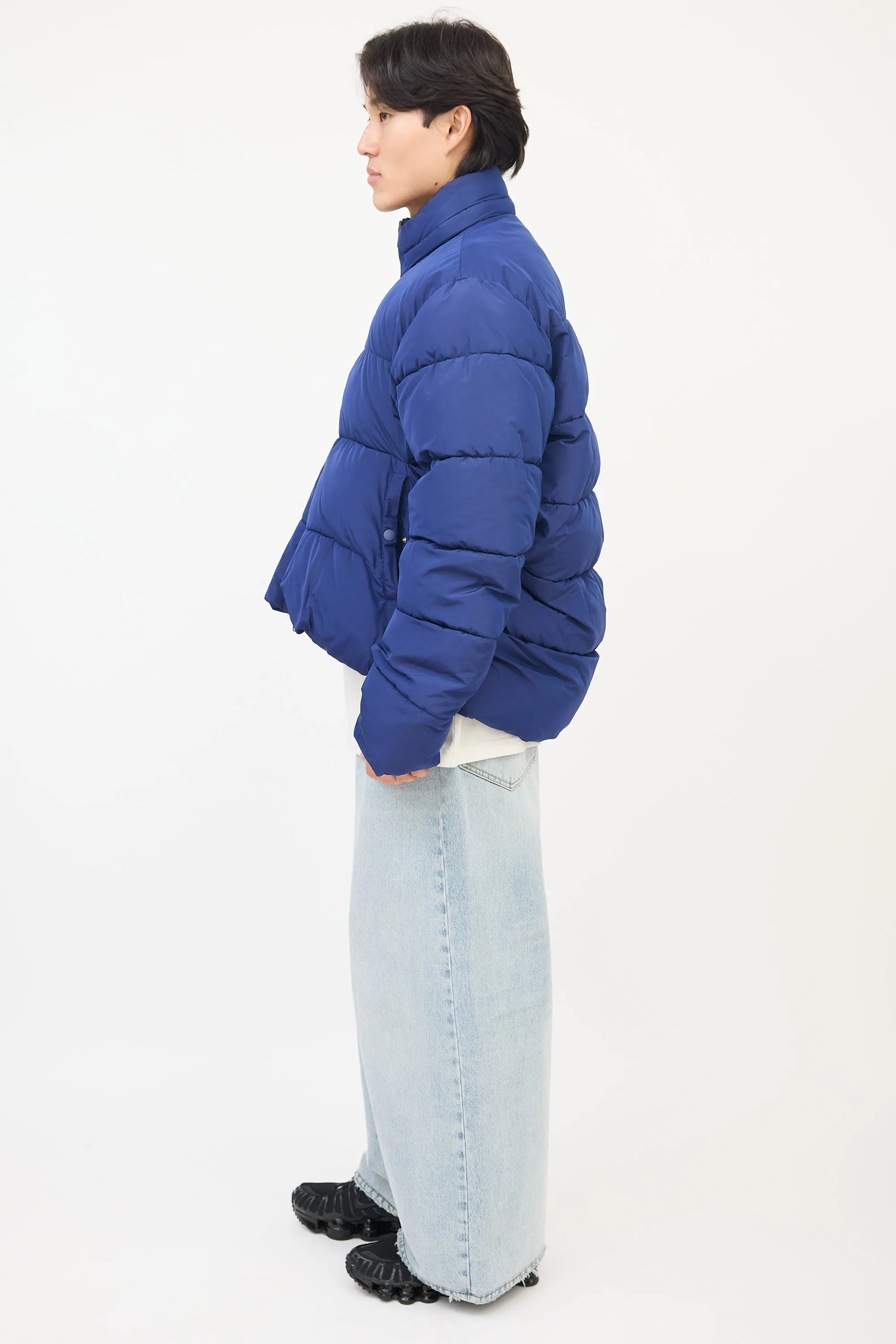 Blue Chest Logo Puffer Jacket