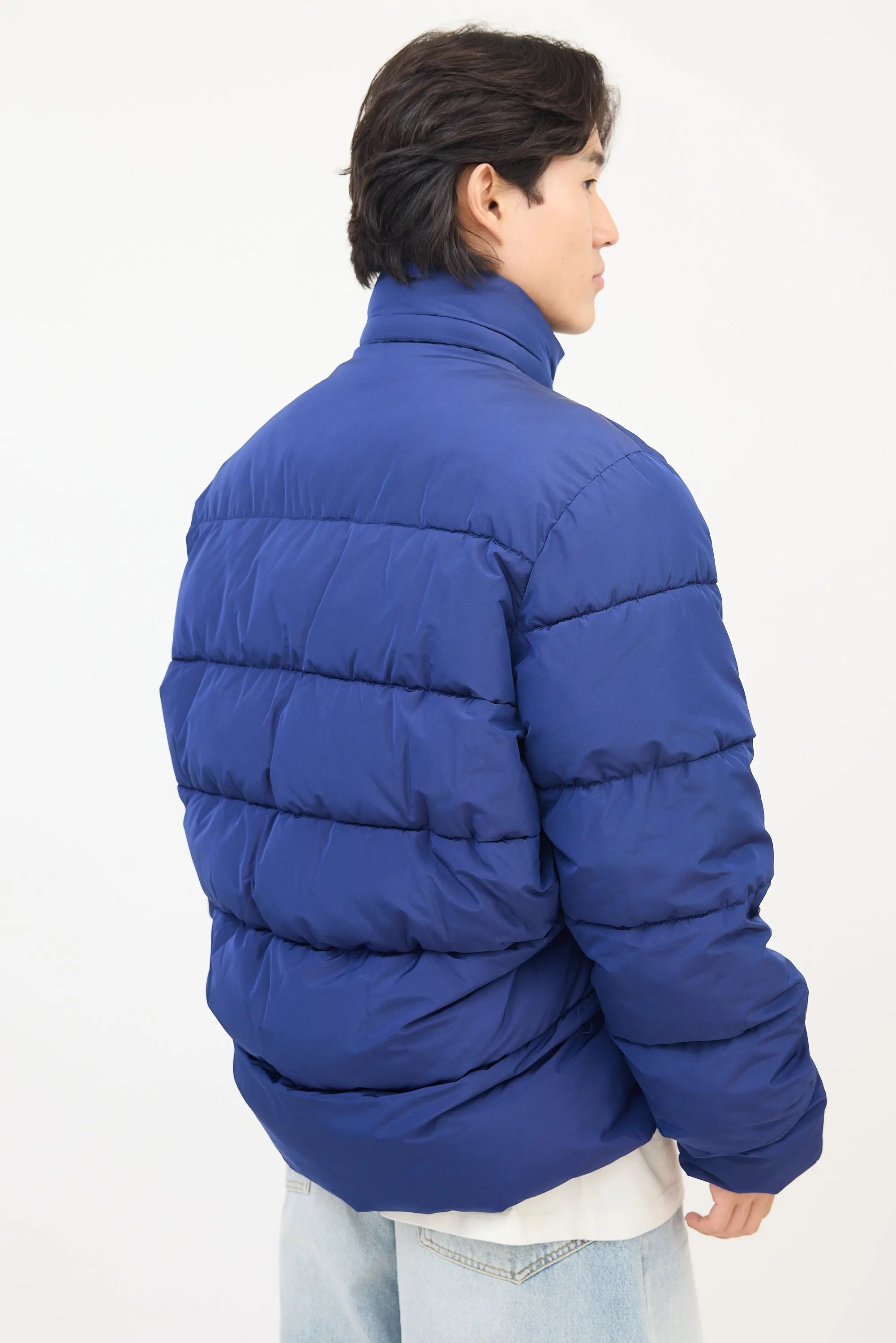 Blue Chest Logo Puffer Jacket