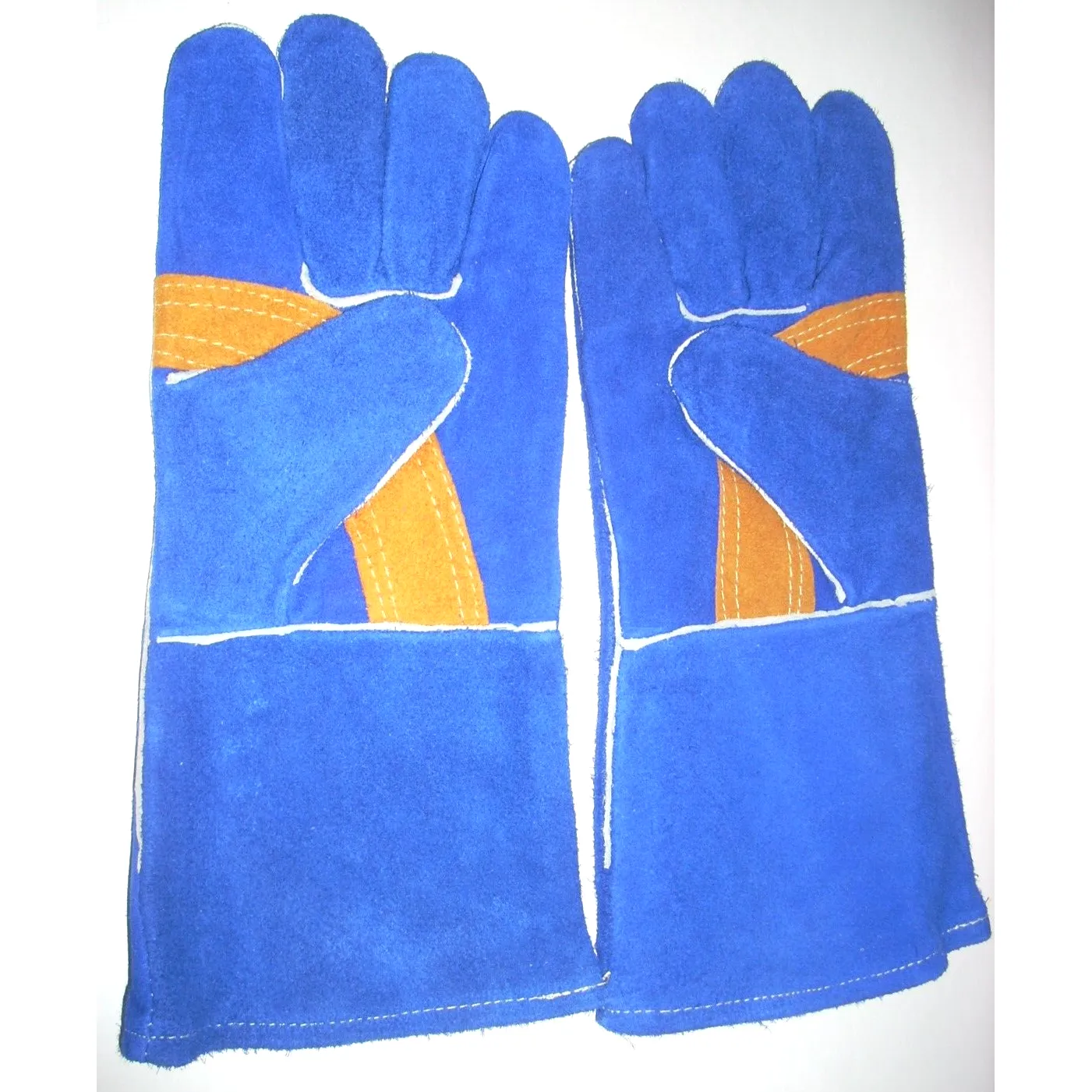 Blue Welding Gloves Split Shoulder Cowhide w Palm Patch Large