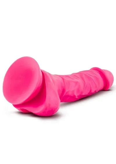 Blush Neo 7.5 Inch Dual Density Cock With Balls Neon Pink