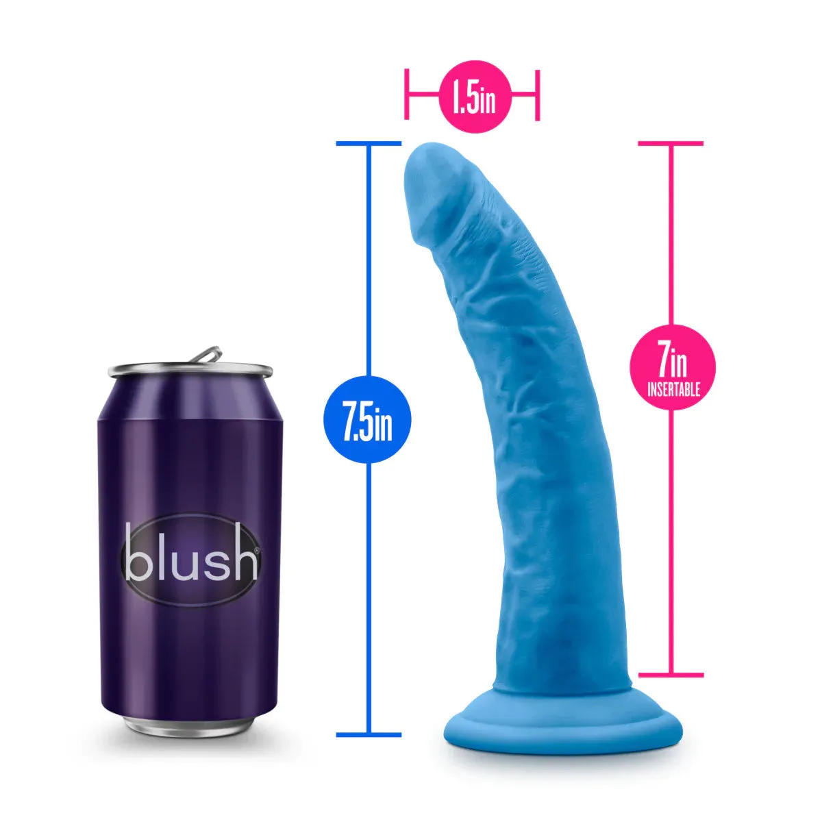 Blush Neo Elite Blue 7.5 Inch Long Silicone Dildo