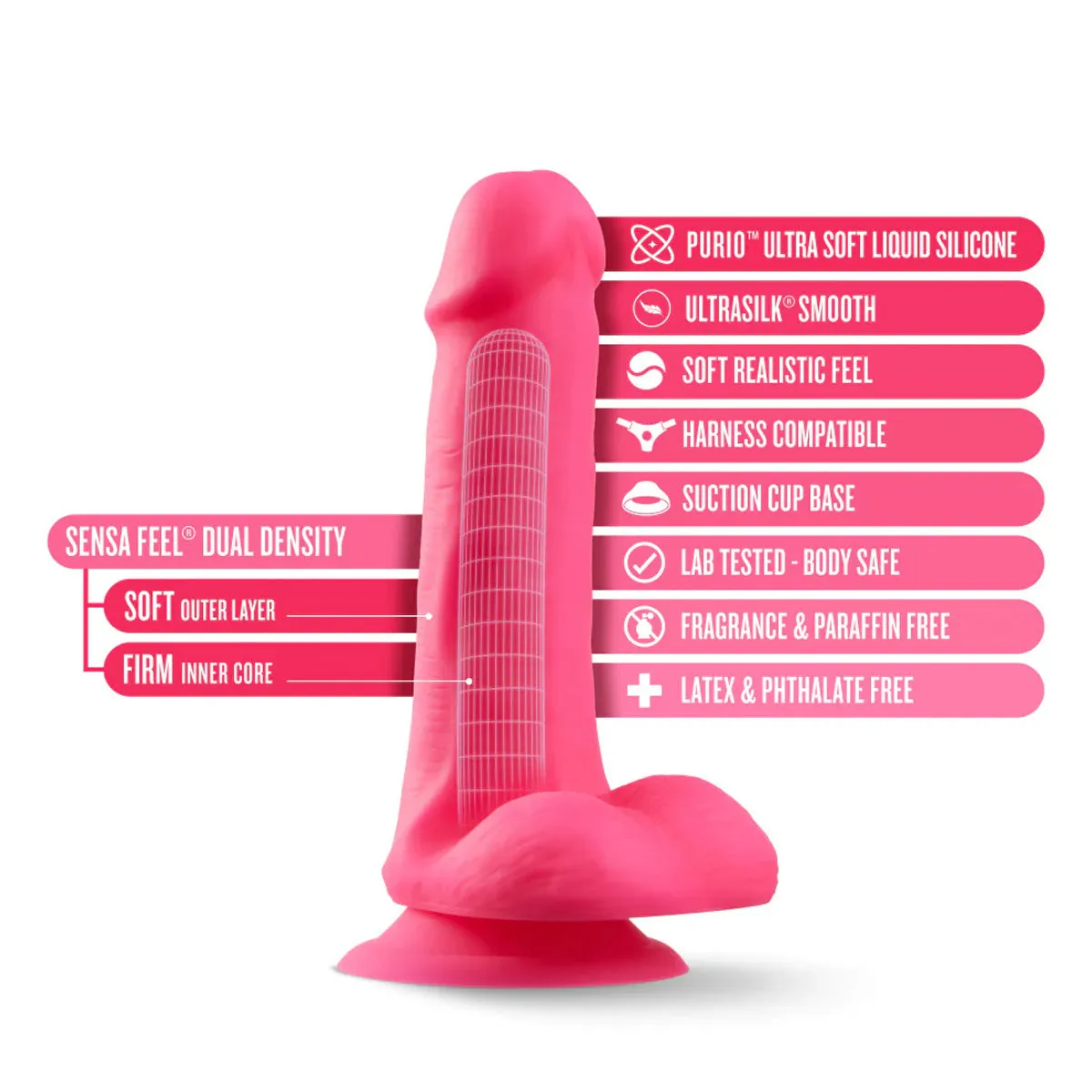 Blush Neo Elite Pink 6.5 Inch Long Suction Cup Dildo