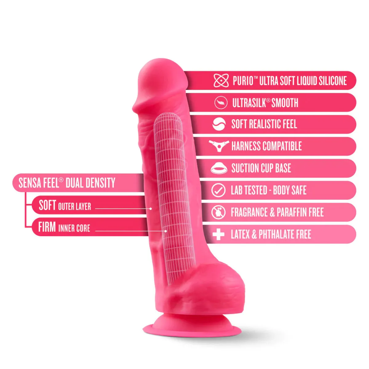 Blush Neo Elite Pink 7.5 Inch Suction Cup Dildo