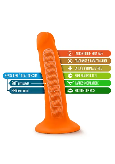 Blush Neo Neon Orange 6 Inch Dual Density Cock