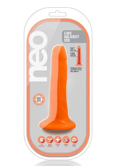 Blush Neo Neon Orange 6 Inch Dual Density Cock