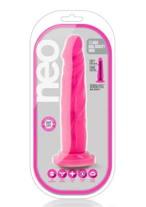 Blush Neo Neon Pink 7.5 Inch Dual Density Cock