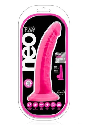 Blush Neo Neon Pink Elite 7.5 Inch Silicone Dual Density Cock